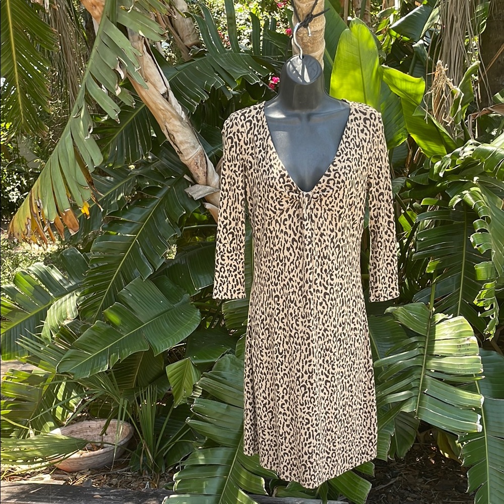 Loft, leopard print knit dress